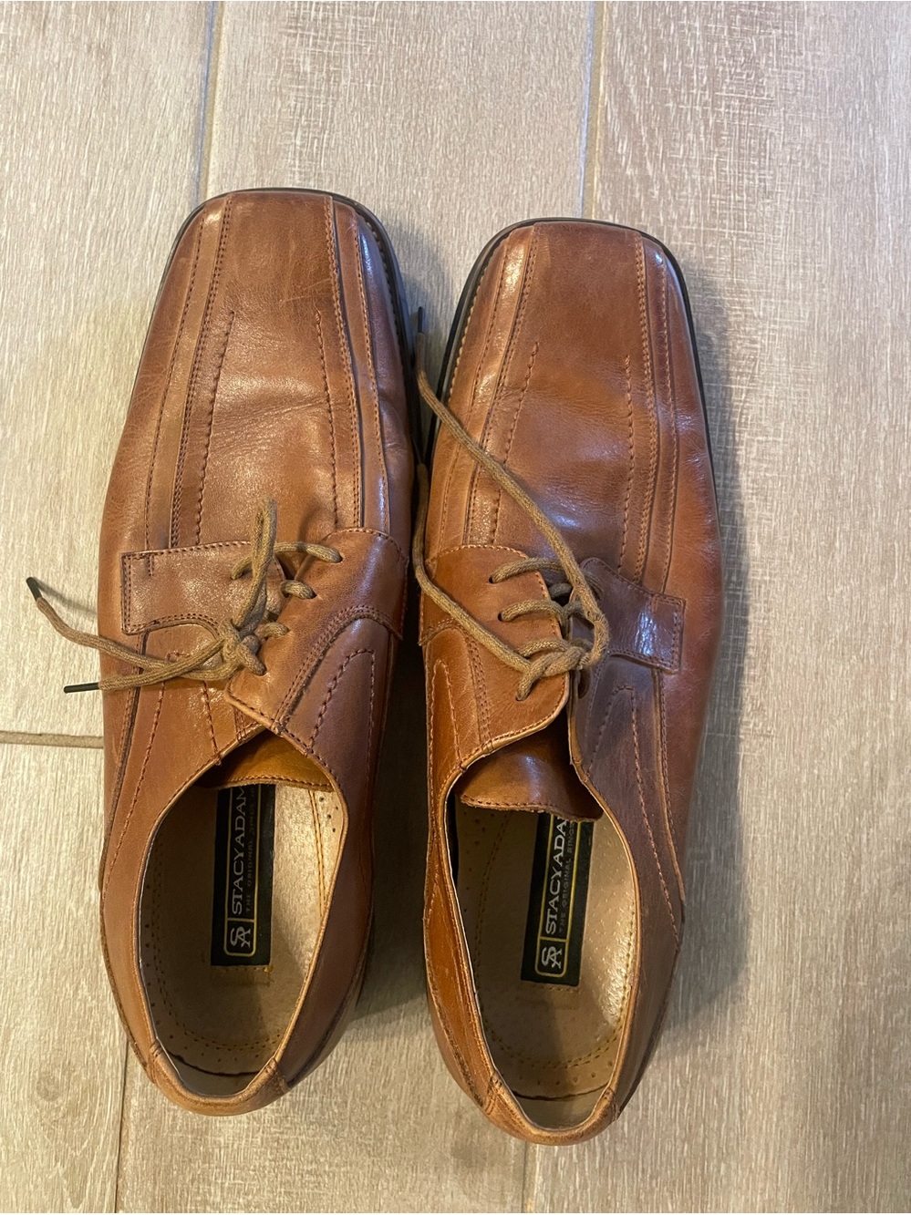 Stacy Adams Tan Brown Leather Lace-Up Oxfords